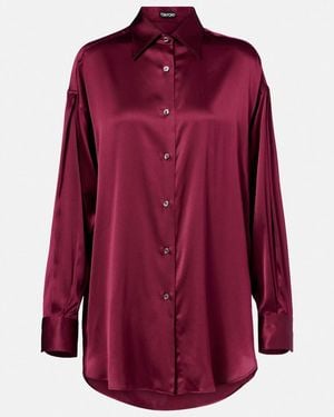 Tom Ford Silk-Blend Satin Shirt - Red