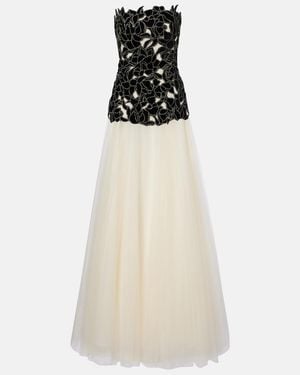 Costarellos Alessi Embellished Tulle Gown - White