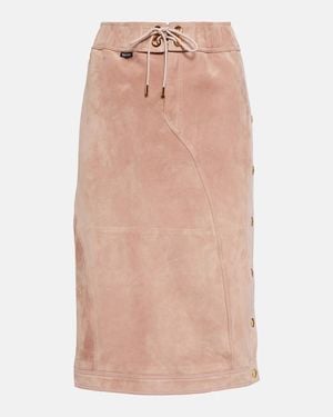 Tom Ford Plonge Leather Midi Skirt - Pink