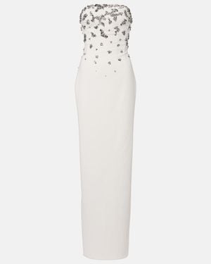 Marmar Halim Embellished Strapless Gown - White