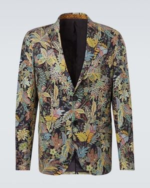 Etro Roma Printed Wool-Blend Blazer - Green