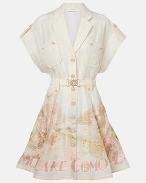 Zimmermann Hemdblusenkleid Como Aus Leinen Und Seide - Natur