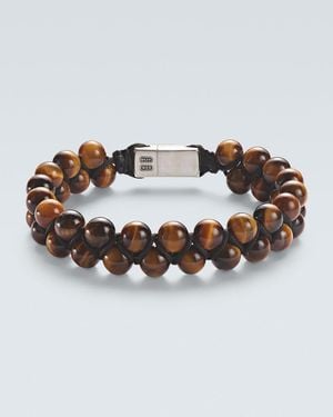 David Yurman Bracciale Spiritual Beads Con Occhio Di Tigre - Metallizzato