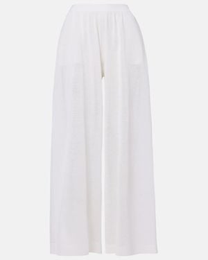 Alaïa Linen And Silk Wide-Leg Trousers - White