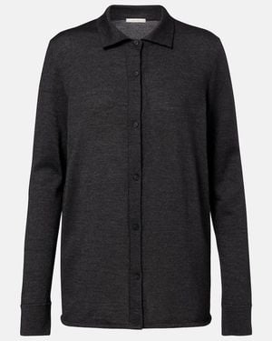 The Row Ocari Knitted Cashmere And Silk Shirt - Black