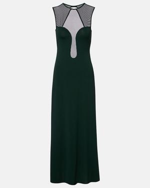 Eres Scene Mesh-Trimmed Jersey Maxi Dress - Green