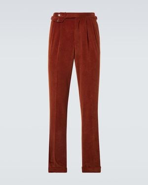 dunhill Cotton And Silk Corduroy Trousers - Red