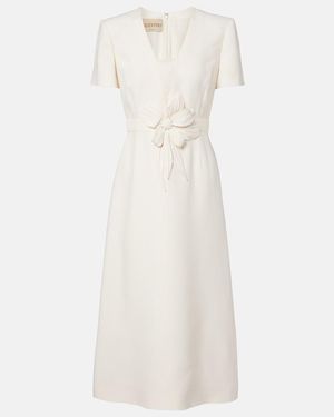 Valentino Crepe Couture Floral-Applique Midi Dress - White