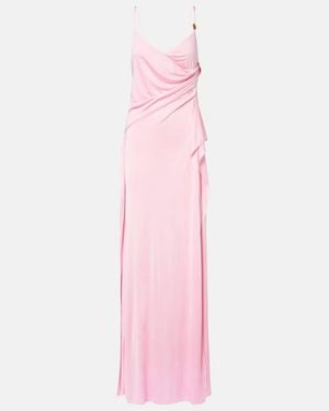 Versace Medusa Gathered Jersey Gown - Pink