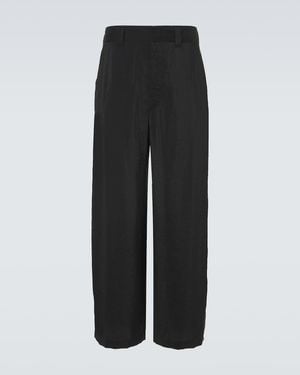 Lemaire Silk-Blend Straight Trousers - Black