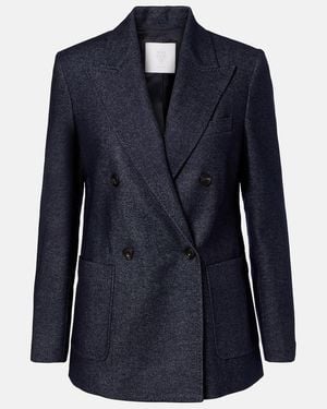 Eleventy Herringbone Wool, Cotton, And Cashmere Blazer - Blue