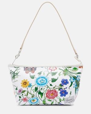 Gucci Flora Small Pouch With Strap - White