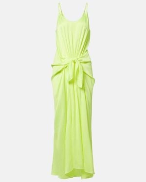 JW Anderson Gathered Silk Midi Dress - Green