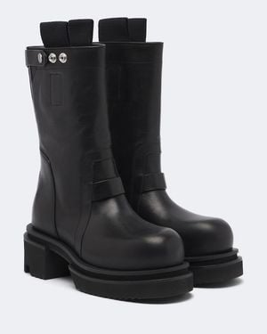 Rick Owens Leather Mid-Calf Boots - Black