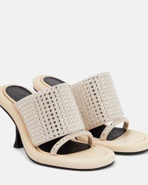 JW Anderson Bumper Tube Embellished Leather Sandals - Natural