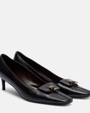 KHAITE Celia Pocket 50 Leather Court Shoes - Black