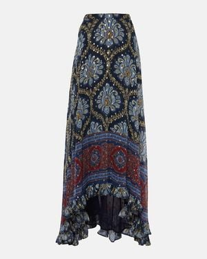 Etro Paisley Silk Jacquard Maxi Skirt - Blue
