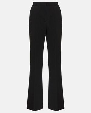 TOTEME High-Rise Pleated Crepe Flared Pants - Black