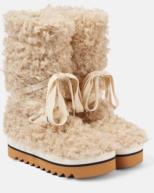 Stella McCartney Sneak-Elyse Plush Teddy Snow Boots - Natural
