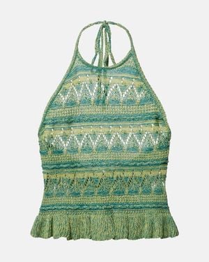 Etro Crochet Halterneck Cotton Top - Green