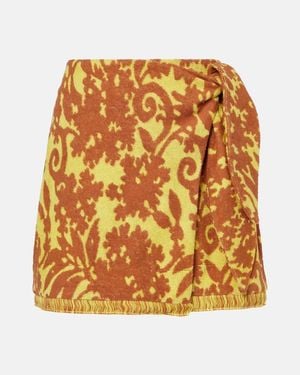 ALÉMAIS Amarillo Printed Cotton-Blend Wrap Skirt - Metallic