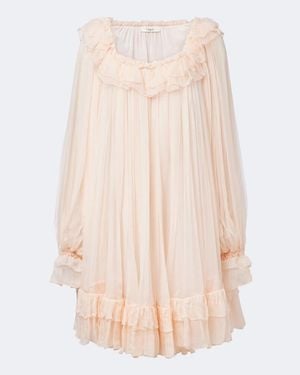 Chloé Ruffled Silk Muslin Minidress - Natural