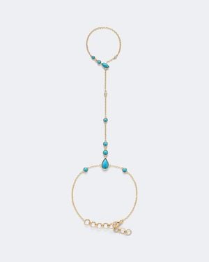 SHAY Cadena Riviera De Oro De 18 Ct Con Turquesa Y Diamante - Blanco
