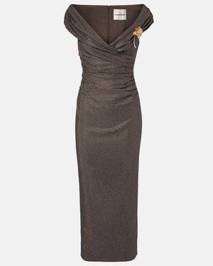 Roland Mouret Embellished Draped Chiffon Midi Dress - Gray
