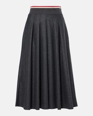Brunello Cucinelli Wool Midi Skirt - Black