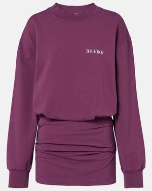 The Attico Ruched Cotton-Blend Fleece Minidress - Purple