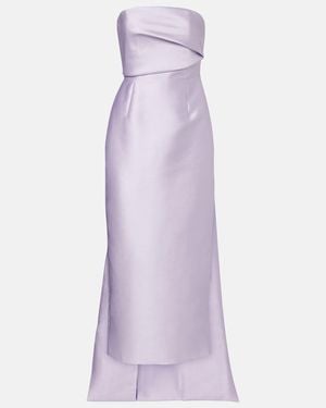 Solace London Kiki Caped Satin Corset Cocktail Dress - Purple