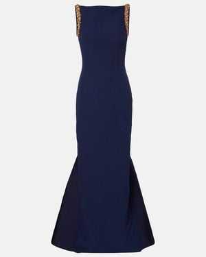 Safiyaa Sloane Embellished Crepe Gown - Blue