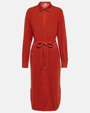 Max Mara Leisure Bormida Linen-Blend Midi Dress - Red
