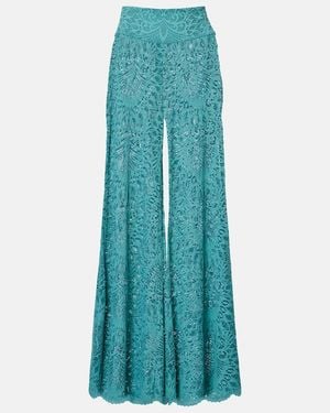 Alexandra Miro Paloma Lace Wide-Leg Trousers - Blue