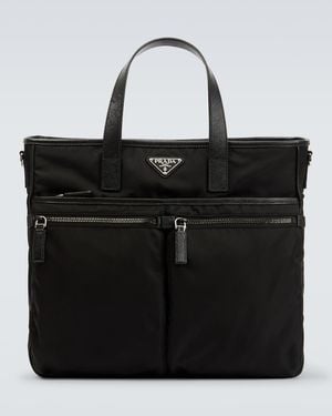Prada Tote Bag Aus Re-Nylon Mit Leder - Schwarz