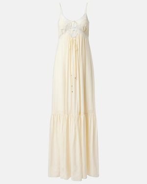 Chloé Lace-Trimmed Silk Crepe De Chine Maxi Dress - White