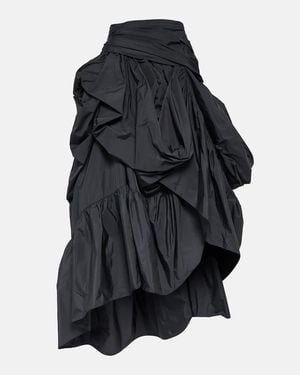 Erdem Asymmetric Ruffled Taffeta Maxi Skirt - Black