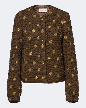 Dries Van Noten Embellished Floral Cloque Jacket - Brown