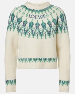 Loewe Fair Isle Sequined Wool-Blend Jumper - Green