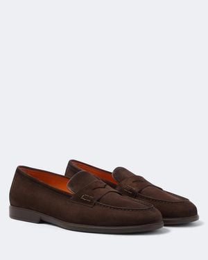 Santoni Loafers Milo Aus Veloursleder - Braun