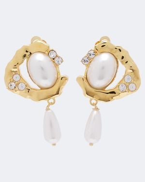 Oscar de la Renta Embellished Pearl Drop Earrings - Metallic