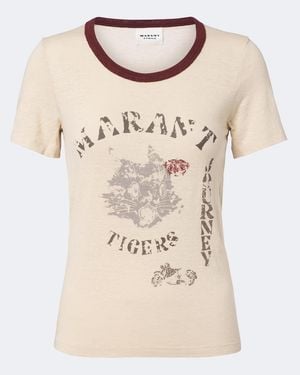 Isabel Marant Kiliann Printed Linen T-Shirt - Natural