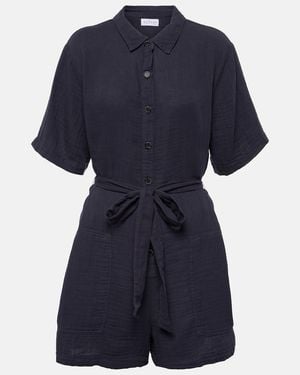 Velvet Dane Belted Romper - Blue