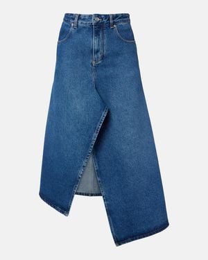 Victoria Beckham Asymmetric Denim Midi Skirt - Blue