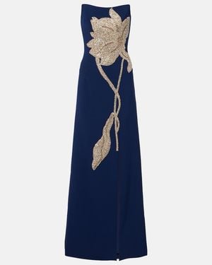 Costarellos Fara Crystal-Embellished Crepe Gown - Blue
