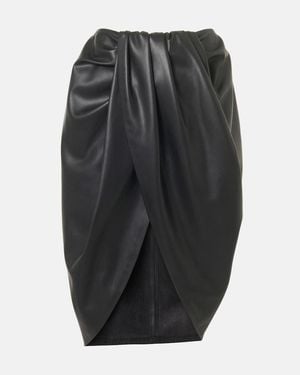 Stella McCartney Draped Faux Leather Midi Skirt - Grey