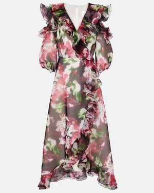Costarellos Aria Ruffled Silk Organza Maxi Dress - Red