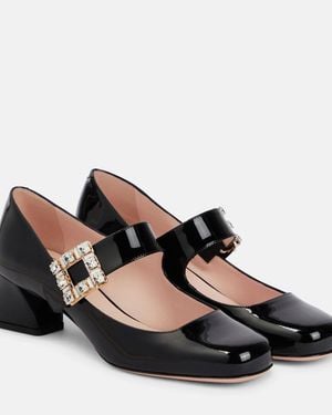 Roger Vivier Patent Leather Tres Viv Mary Janes 45 - Black