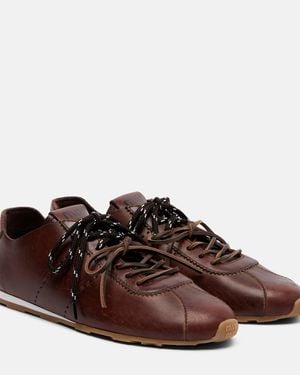 Miu Miu Plume Leather Sneakers - Brown
