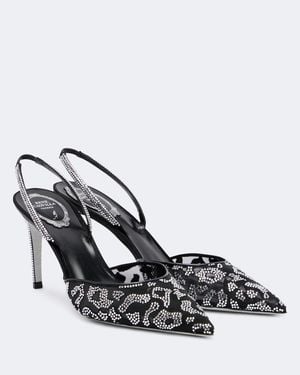 Rene Caovilla Verzierte Slingback-Pumps Aus Mesh - Mettallic